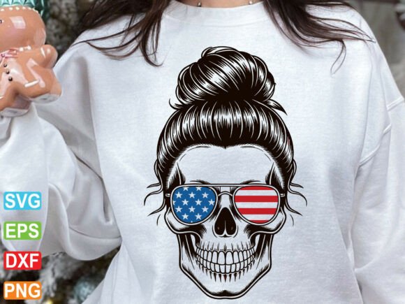 American Mom Skull PNG: Bold Graphics for T-Shirt Designs