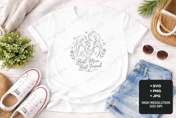 Best Mom Best Friend Line Art Graphics & T-Shirt Designs