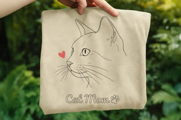 Cat Mom Line Art: Graphics for T-Shirt Designs