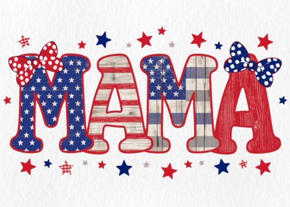 Retro Mama 4th of July PNG: Graphics for T-Shirt Designs